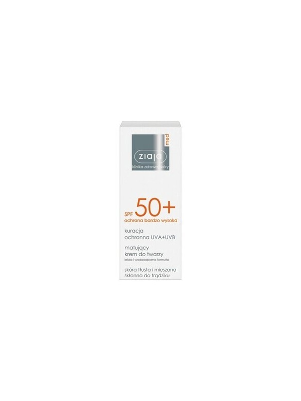 Ziaja Med Kuracja ochronna Krem do twarzy matujący SPF50+ 50 ml