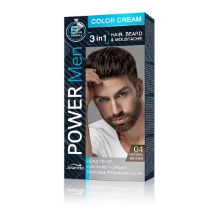 Joanna Power Men Cream Colour 3in1 - чоловіча фарба для волосся, бороди та вусів - /04/ Natural Brown
