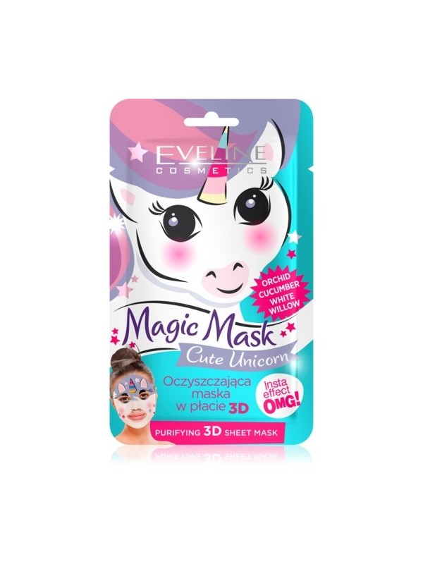 Eveline Magic Mask oczyszczająca Maska w płacie 3D Cute Unicorn 1 sztuka