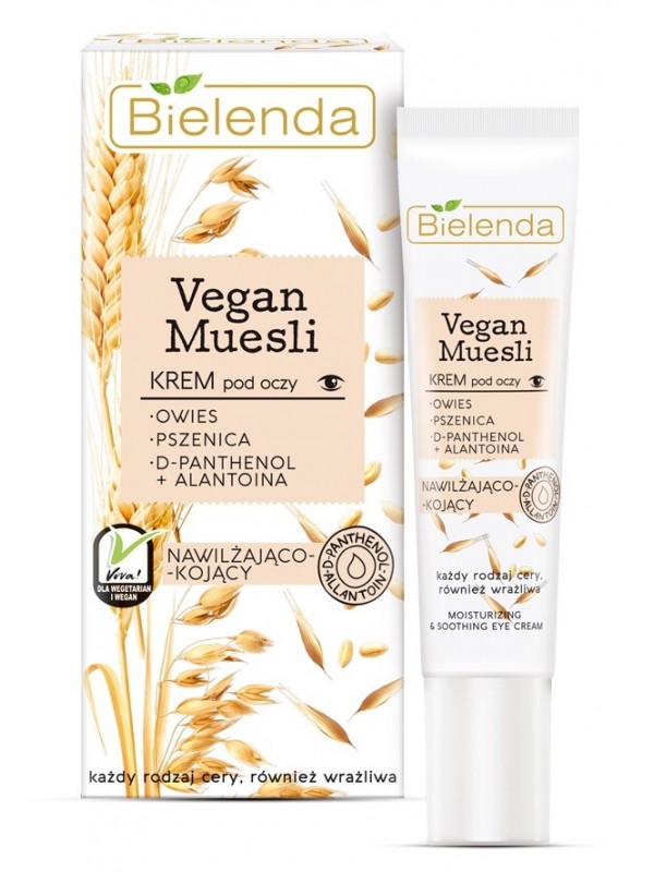 Bielenda VEGAN MUESLI Krem pod oczy nawilżający Owies + Pszenica + D-pantenol + Alantonina 15 ml