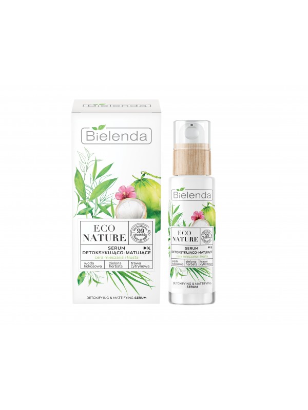 Bielenda ECO NATURE Serum do twarzy detoksykująco matujący Woda kokosowa + Zielona Herbata  30 ml