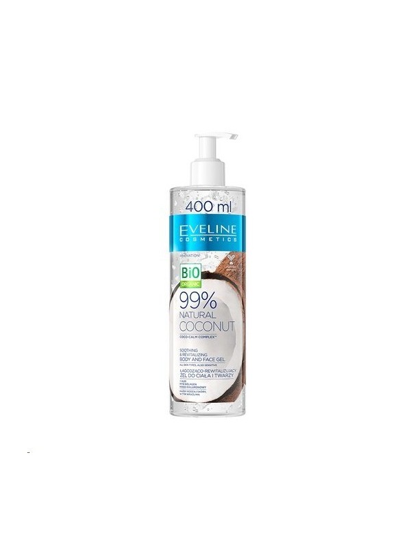 Eveline 99% Natural Coconut Żel do ciała i twarzy łagodząco-rewitalizujący 400 ml