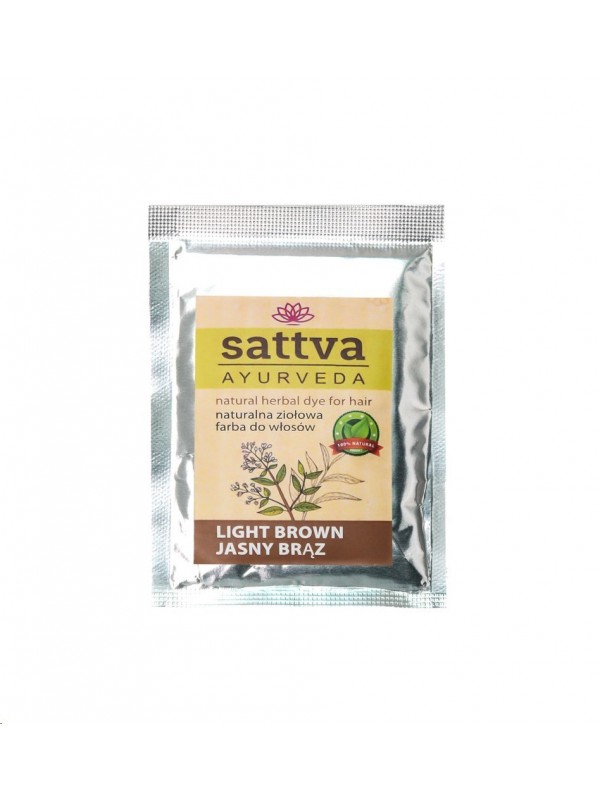 Sattva Ayurveda Naturalna ziołowa Farba do włosów Jasny Brąz 10 g