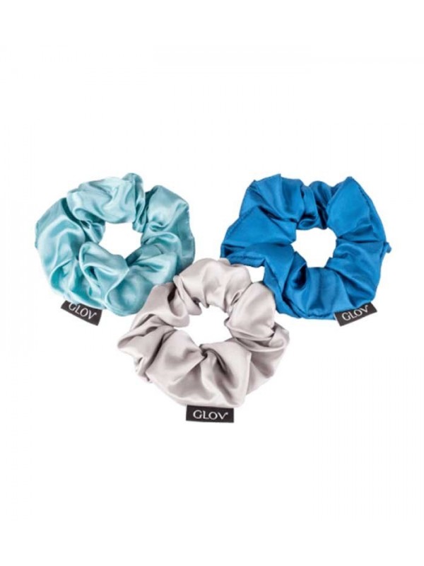 GLOV Scrunchie Satin Blue Gumki do włosów 3-pak