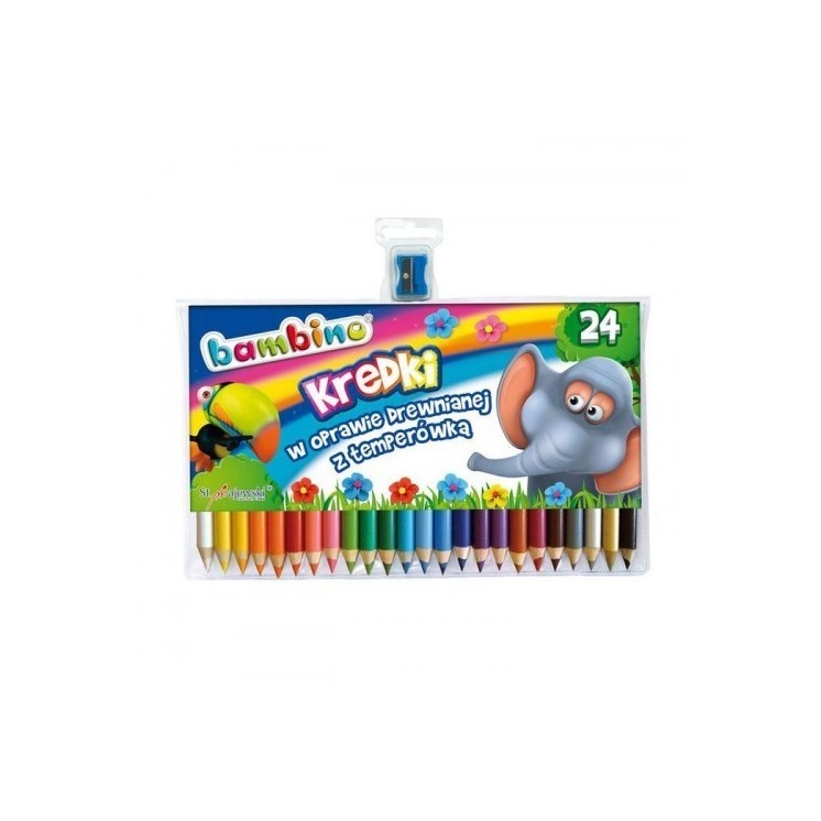 BAMBINO Crayons in a wooden frame, 24 colors + sharpener
