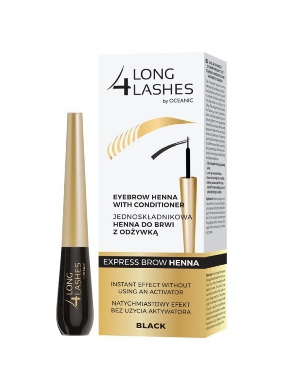 Long 4 Lashes jednoskładnikowa Henna do brwi z odżywką Black 6 ml