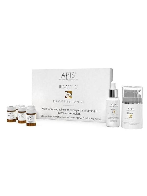 Apis Re-Vit C multifunkcyjny Zagieg złuszczający Witamina C 5x1 g + Kwasy 30 ml + Retinol 50 ml