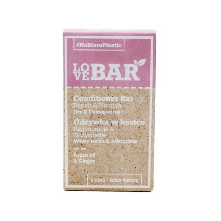 Love Bar Conditioner in a bar for dry and damaged hair Argan Oil & Ginger 2x30 g