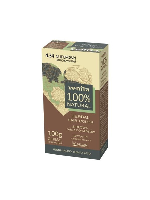 Venita Herbal Hair Color ziołowa Farba do włosów /4.34/ Orzechowy Brąz 100 g