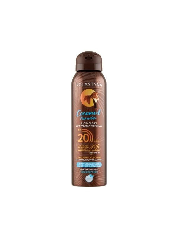 Kolastyna Coconut Paradise suchy Olejek do opalania w mgiełce SPF20 piaskoodporny/wodoodporny 150 ml