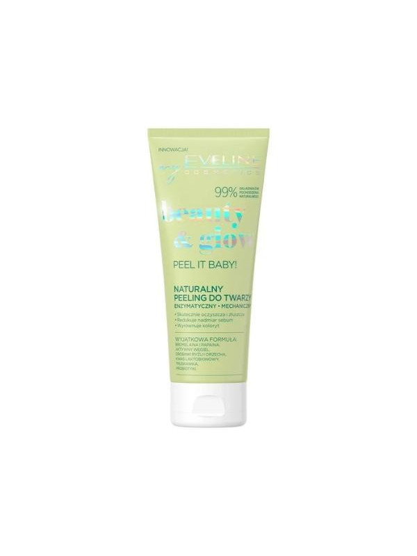 Eveline Beauty & Glow Peel it Baby! naturalny Peeling do twarzy enzymatyczny i mechaniczny 75 ml