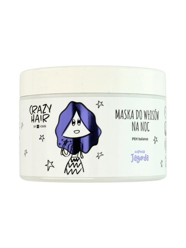 HiSkin Crazy Hair Maska do włosów na noc o zapachu Jagody 300 ml