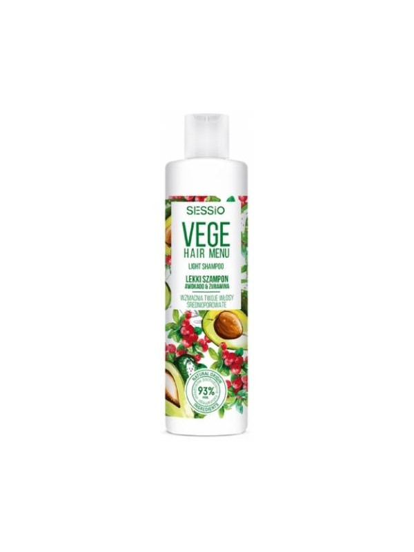 Sessio Vege Hair Menu lekki Szampon do włosow średnioporowatych Awokado & Żurawina 300 ml