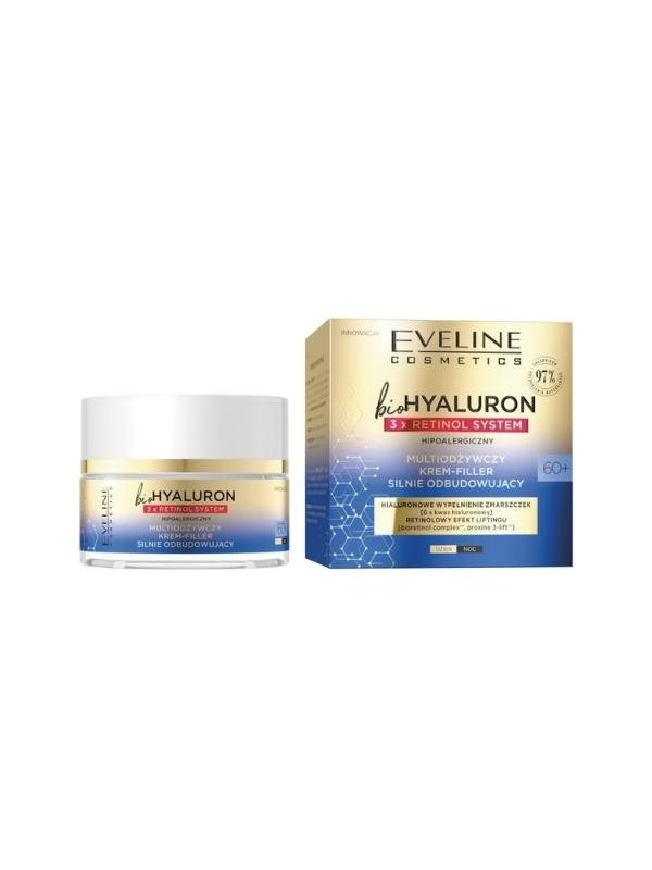 Eveline BioHyaluron 3x Retinol System 60+ multiodżywczy Krem-Filler silnie odbudowujący 50 ml