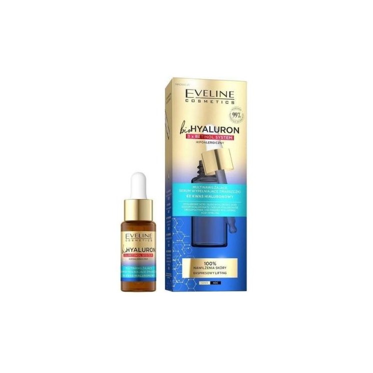 Сироватка для обличчя Eveline BioHyaluron 3x Retinol System для заповнення шкіри 18 мл
