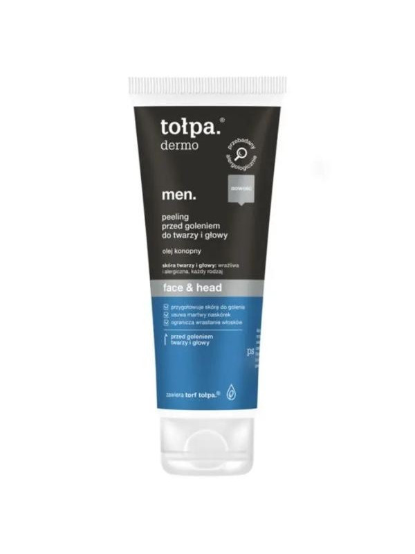 Tołpa Dermo Men. Face&head Peeling przed goleniem do twarzy i głowy