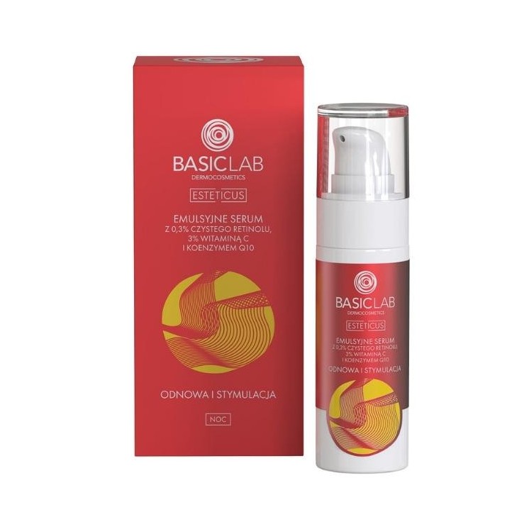 BasicLab Esteticus emulsion Serum with 0.3 3% pure Retinol, 3% Vitamin C renewal and stimulation 30 ml