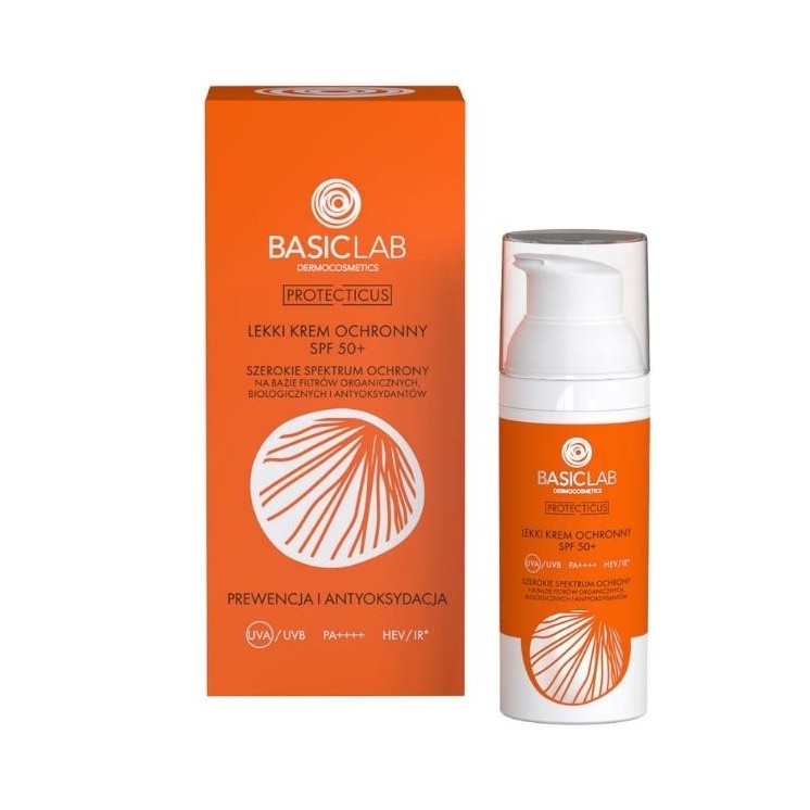 Легкий захисний крем BasicLab Protecticus SPF50 + профілактика та антиоксидантна дія 50 мл