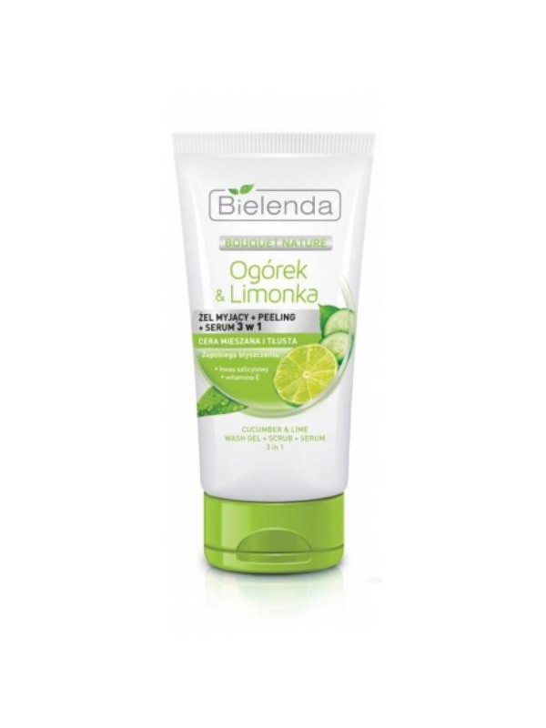 Bielenda Ogórek i Limonka  3w1 Żel myjący + Peeling + Serum 150 ml