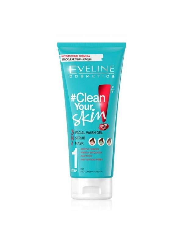 Eveline Clean Your skin 3w1 żel oczyszczjacy, maska i scrub 200 ml