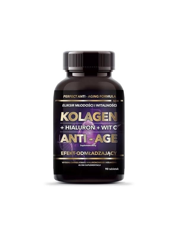 Intenson Anti-age Kolagen + Hialuron + Wit C suplement diety 90 tabletek