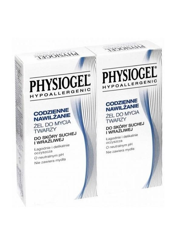 Physiogel Codzienne nawilżenie Żel do mcyia twarzy do skóry suchej i wrażliwej 2x150 ml