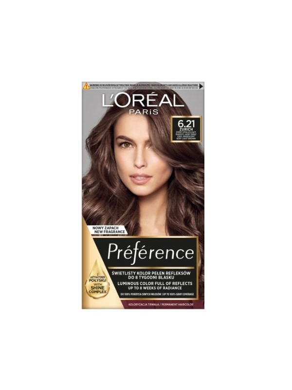 L'oreal Preference Farba do włosów /6.21/ Zimny Opalizujący Bardzo Jasny Brąz