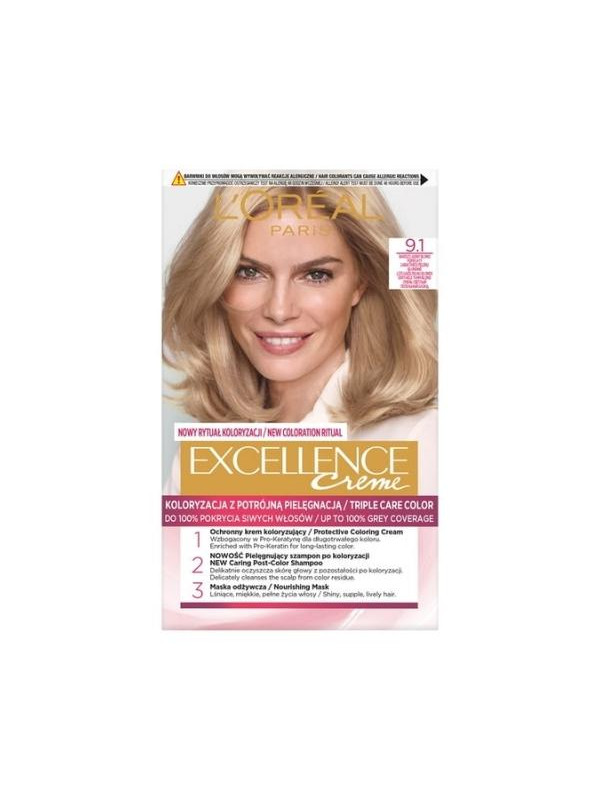 L'oreal Excellence Creme Farba do włosów /9.1/ Bardzo Jasny Blond Popielaty