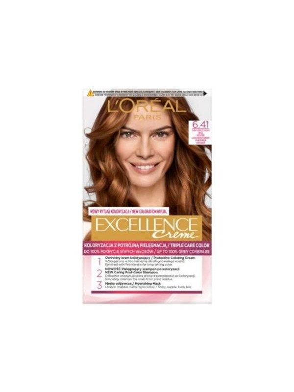 L'oreal Excellence Creme Farba do włosów /6.41/ Jasny Bursztynowy Brąz