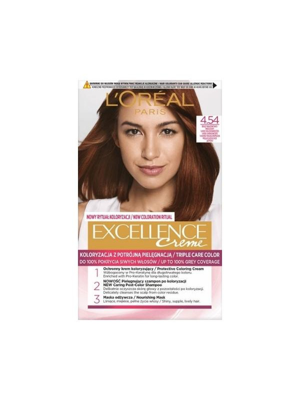 L'oreal Excellence Creme Farba do włosów /4.54/ Brąz Mahoniowo-miedziany