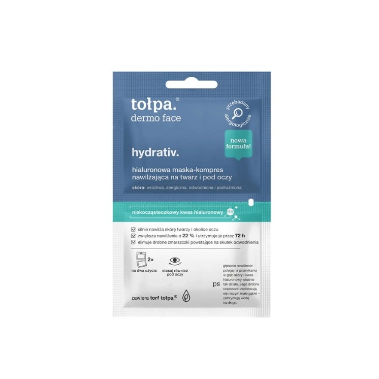 Tołpa Dermo Face Hydrativ. hyaluronic mask-compress moisturizing for the face and under the eyes 2x6 ml