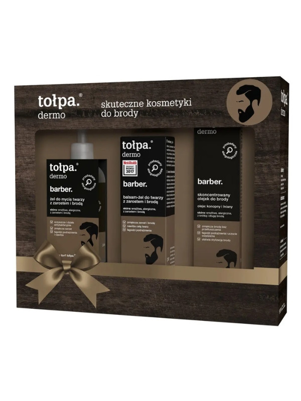 Tołpa Barber Żel do mycia twarzy + Balsam-żel do twarzy + Olejek do brody 40 ml