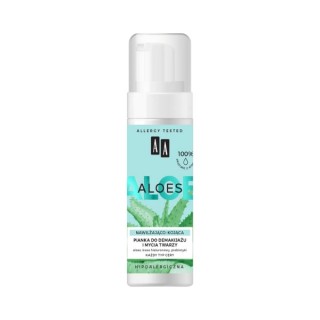 AA Aloes 100% екстракт Aloe vera Зволожуюча та заспокійлива пінка для зняття макіяжу та очищення 150 мл