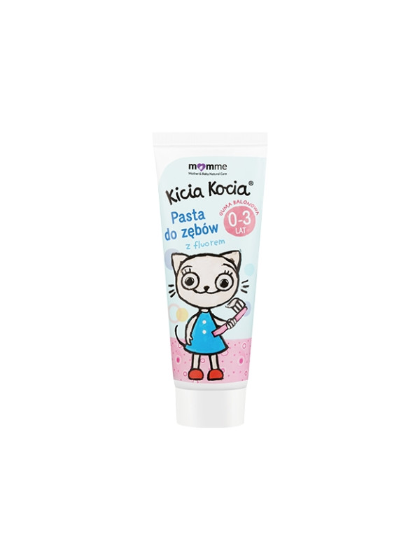 Momme Mother & Baby Natural Care Kicia Kocia Pasta do zębów bez fluoru 0-3 lata Guma Balonowa 50 ml