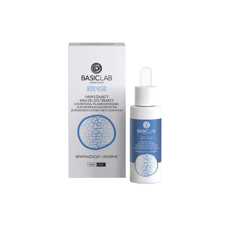 BasicLab Esteticus Moisturizing Face Emu-Gel with 6% Ectoine and Snow Lotus Stem Cells 30 ml