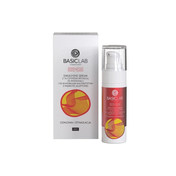 BasicLab Esteticus emulsion face Serum with 1% pure Retinol, 5 % Vitamin C 30 ml