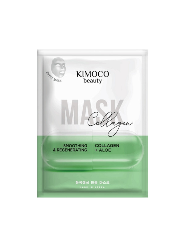 Kimoco Beauty wygładzająco-regenerująca Maska do twarzy w płacie z Kolagenem i Aloesem 23 ml