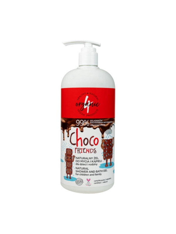 4Organic Choco Friends naturalny Żel do mycia i kąpieli dla dzieci i rodziny 1000 ml