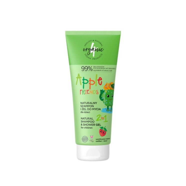 4Organic Apple Friends Натуральний шампунь і гель для вмивання для дітей 2в1 200 мл
