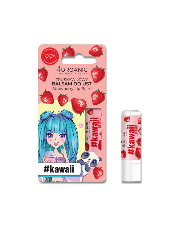 4Organic Kawaii naturalny Balsam do ust Strawberry 5 g