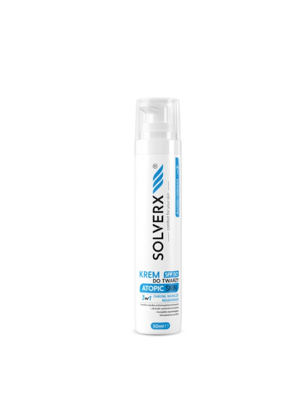 Solverx Atopic Skin Krem do twarzy z SPF50+ dla skóry atopowej 50 ml