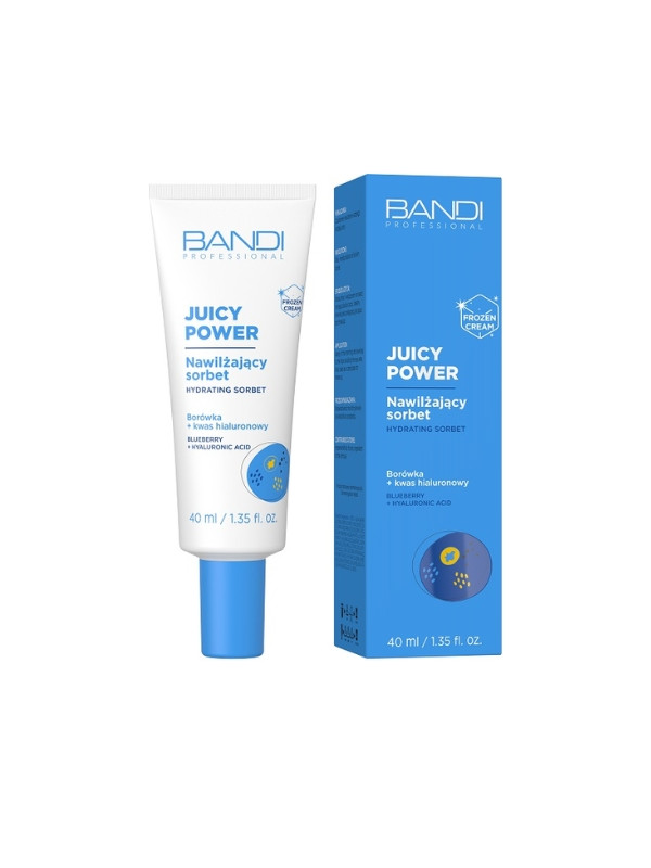 Bandi Juicy Power nawilżający Sorbet w kremie do twarzy Borówka + Kwas hialuronowy 40 ml