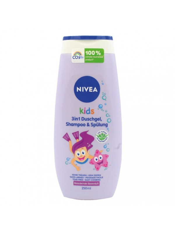 Nivea Kids 3in1 Żel pod prysznic, szampon i odżywka Jagoda 250 ml