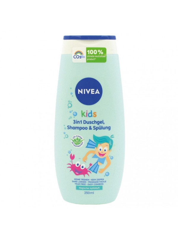 Nivea Kids 3in1 Żel pod prysznic, szampon i odżywka Jabłko 250 ml