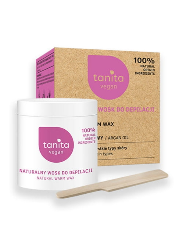 Tanita Vegan naturalny Wosk do depilacji twarzy i ciała Argan Oil 100% 250 ml + 10 plastrów do depilacji