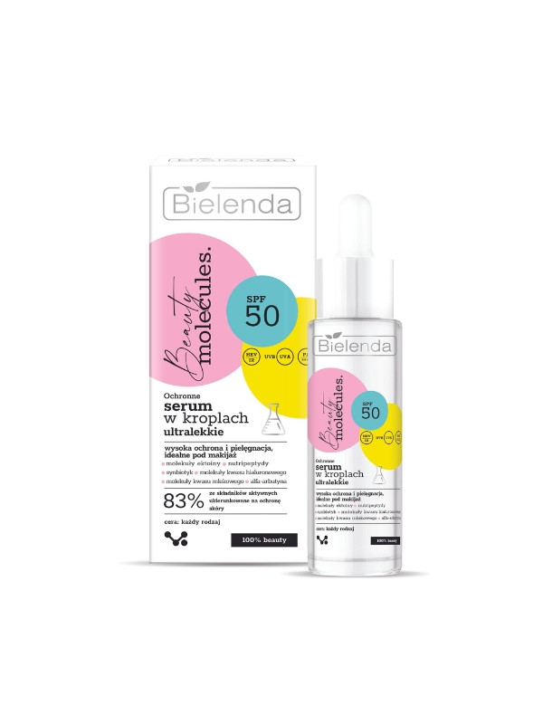 Bielenda Beauty Molecules ultralekkie Serum do twarzy w kroplach SPF50 ochronne  30 g