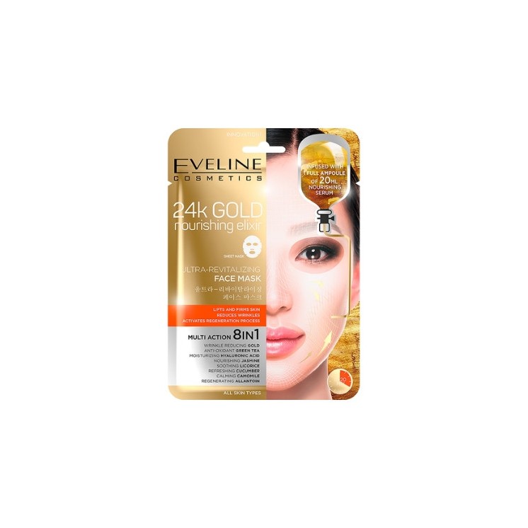 Eveline 24k Gold 8in1 ultra-revitalizing sheet face mask 1 piece