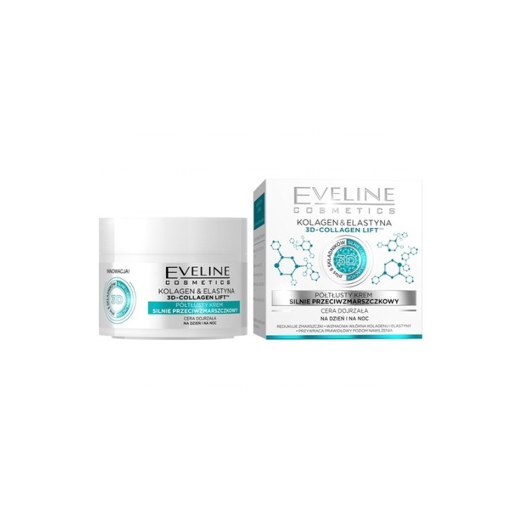 Крем для обличчя Eveline Collagen & Elastin напівжирний Сильно проти зморшок 50 мл