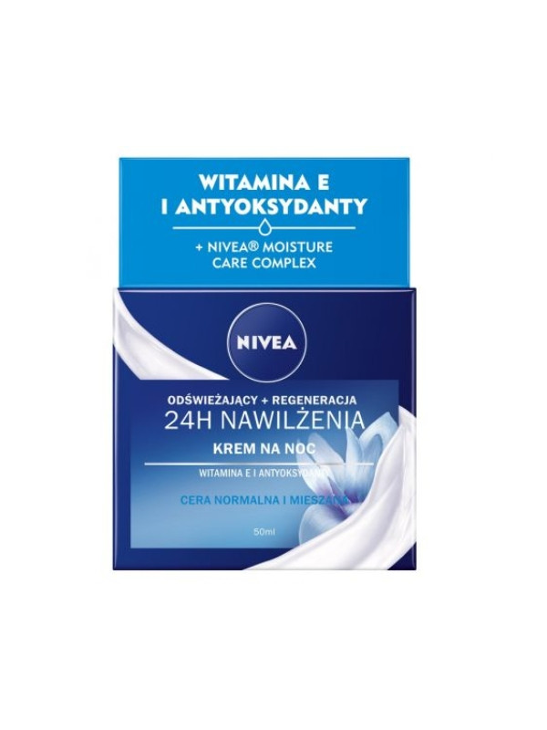 Nivea 24H Nawilżenia Krem do twarzy na noc Cera normalna i mieszana 50 ml