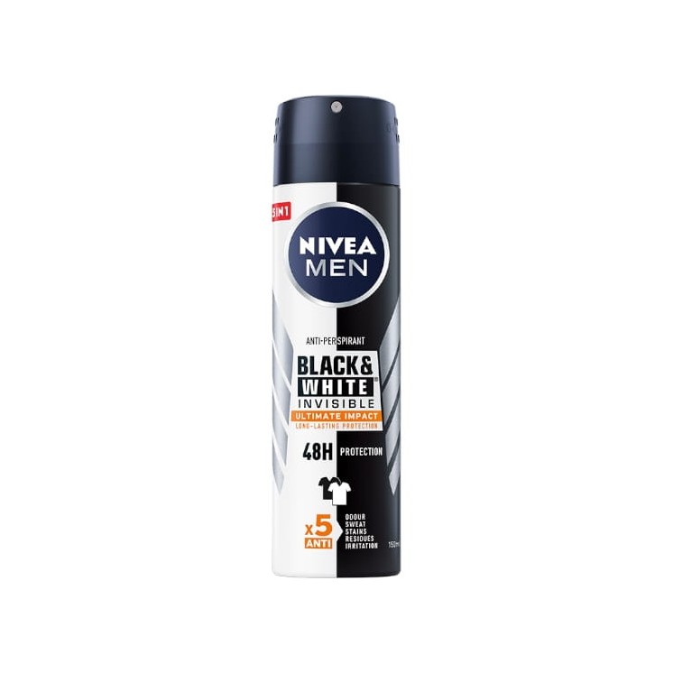 Nivea Men Black & White Invisible Ultimate Impact Spray Deodorant 150 мл